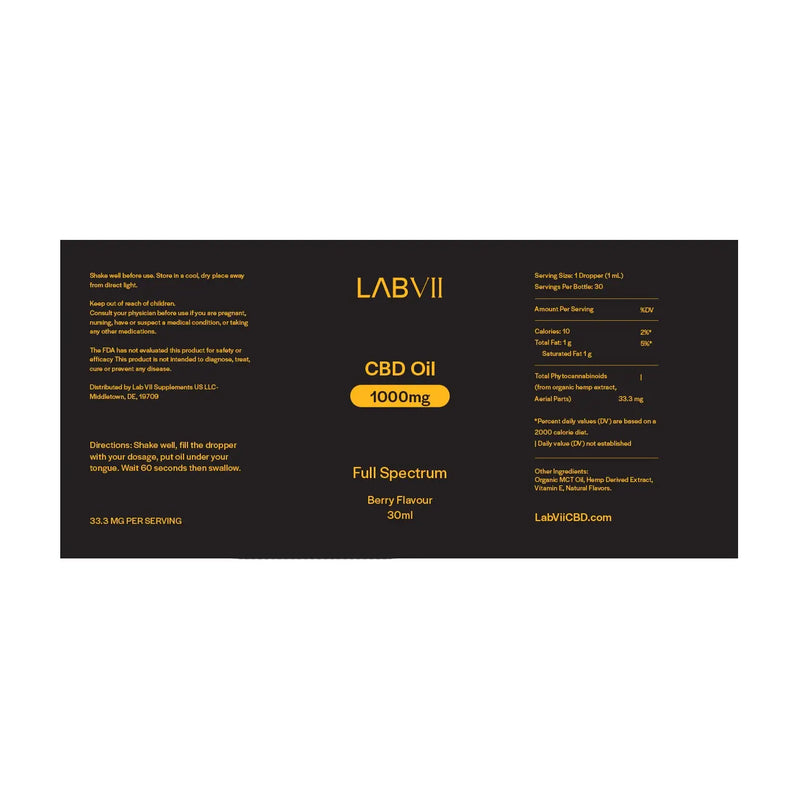 Lab VII CBD Oil - Full Spectrum 1000mg Lab VII