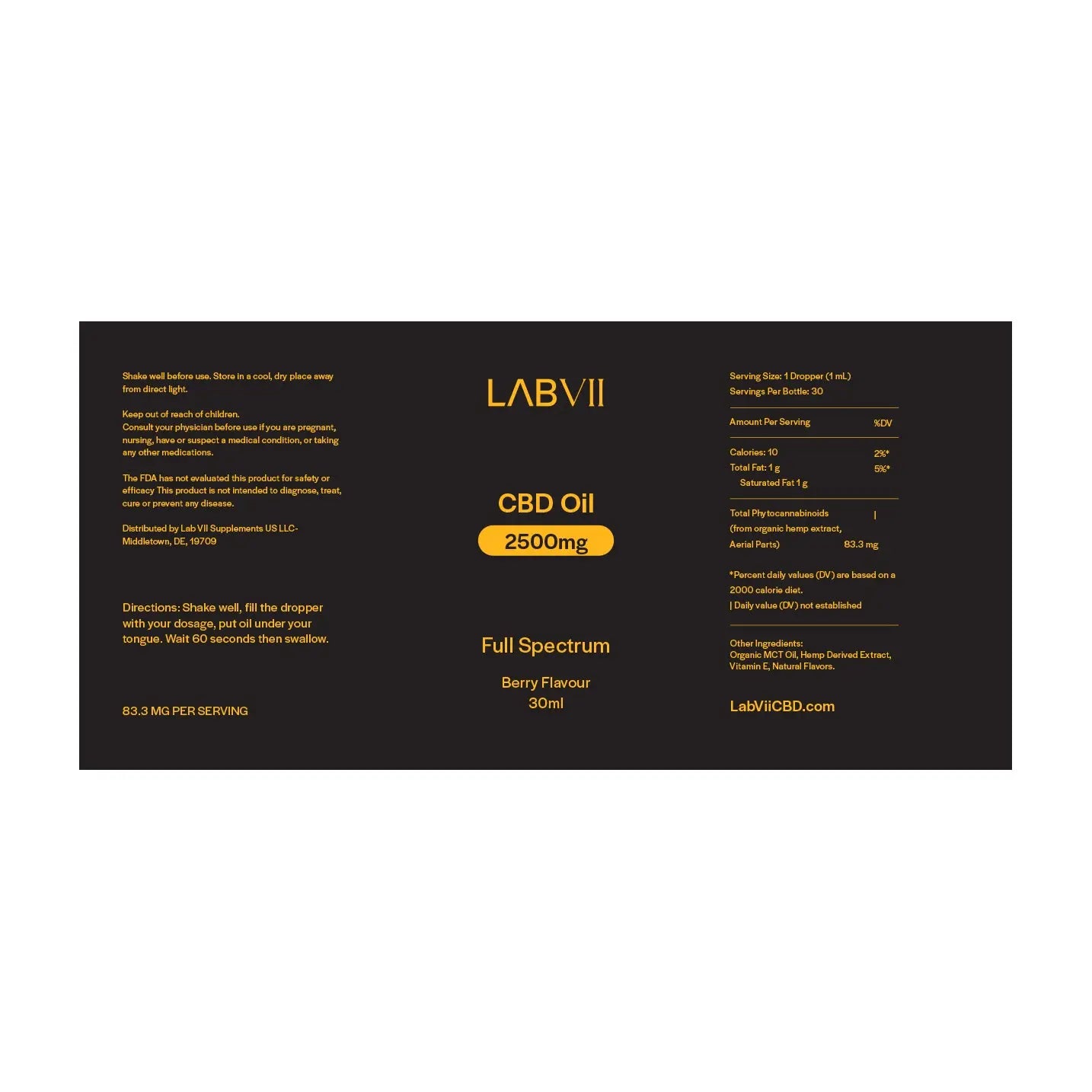 Lab VII CBD Oil - Full Spectrum 2500mg Lab VII