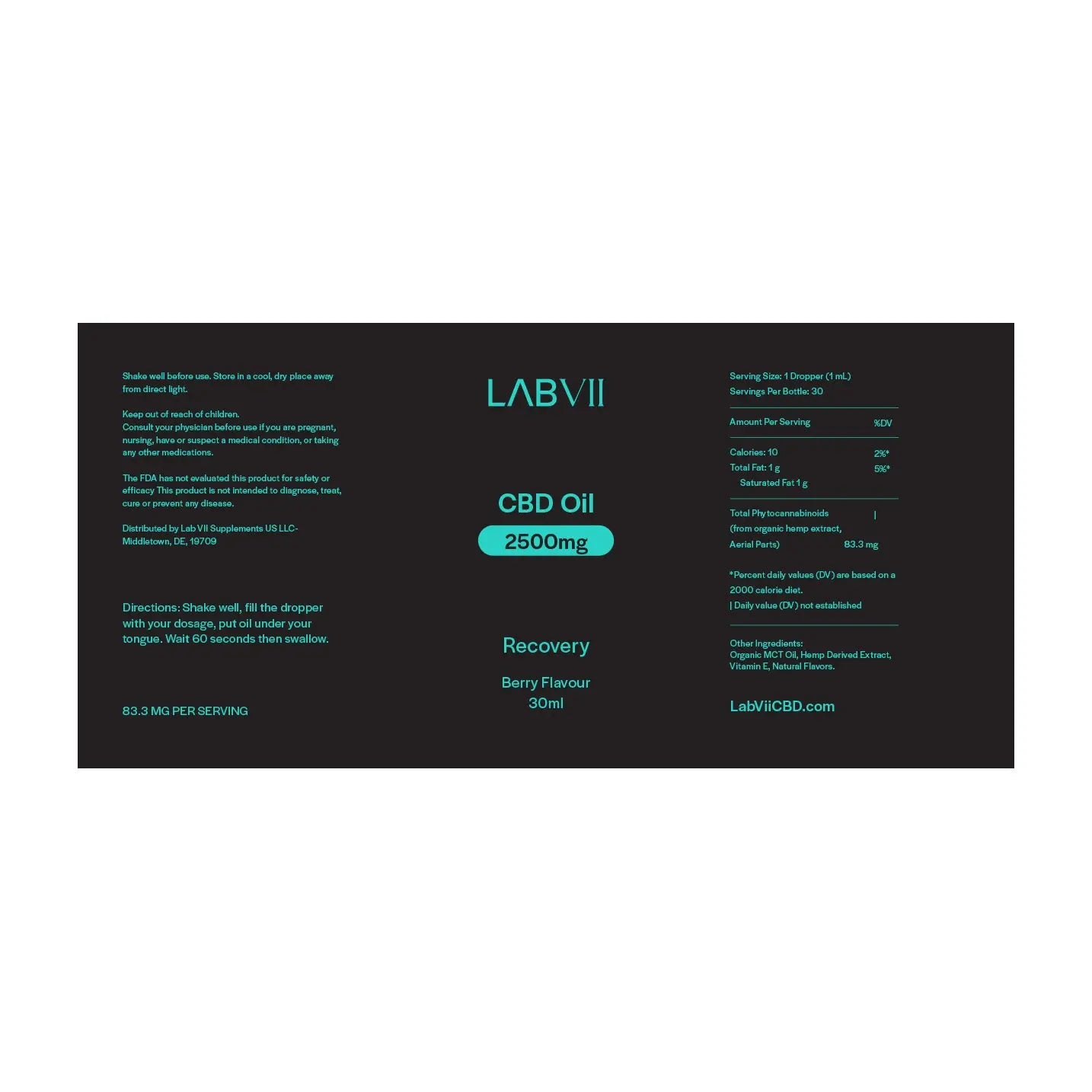 Lab VII CBD Oil - Recovery 2500mg Lab VII